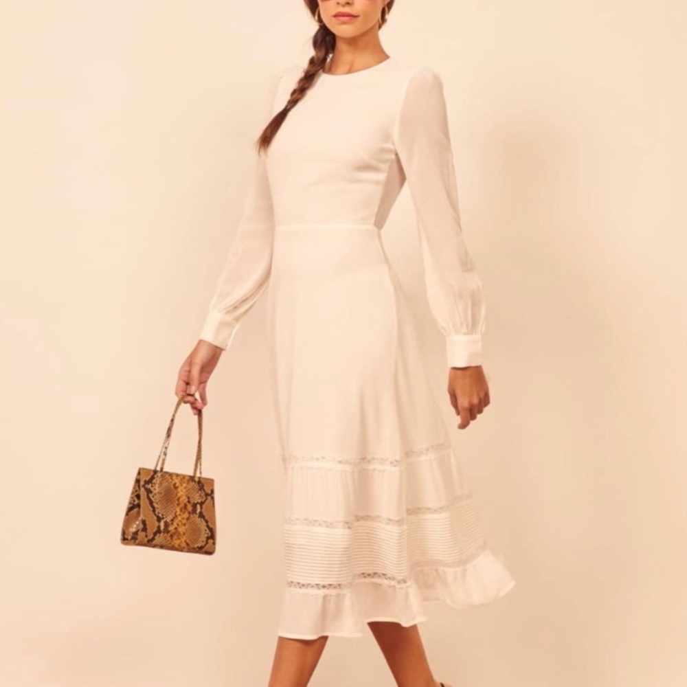 Reformation Valerie Tiered Midi Dress in Ivory NWT